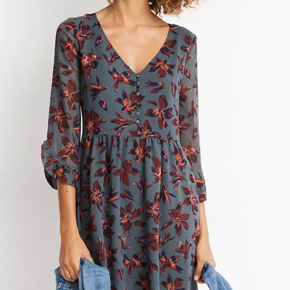 NWT Madewell Moonblossom Ruffle-Sleeve Dress